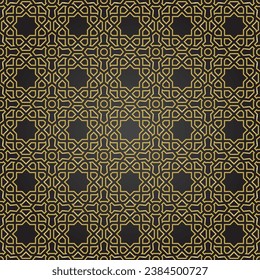 Seamless geometric background for your designs. Modern vector black and golden ornament. Geometric abstract pattern