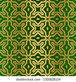 Seamless Geometric Backgrounds. Vector Illustration. Hand Drawn Wrap Wallpaper, Cover Fabric, Cloth Textile Design. Gold green color.
