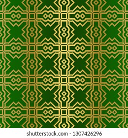 Seamless Geometric Backgrounds. Vector Illustration. Hand Drawn Wrap Wallpaper, Cover Fabric, Cloth Textile Design. Gold green color.
