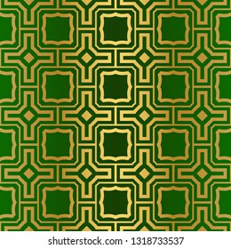 Seamless Geometric Backgrounds. Vector Illustration. Hand Drawn Wrap Wallpaper, Cover Fabric, Cloth Textile Design. Gold green color.