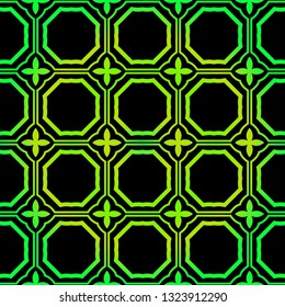 Seamless geometric Backgrounds. Vector Illustration. Hand Drawn Wrap Wallpaper, Cover Fabric, Cloth Textile Design. black green color.