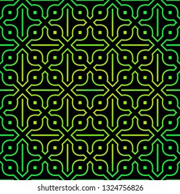 Seamless geometric Backgrounds. Vector Illustration. Hand Drawn Wrap Wallpaper, Cover Fabric, Cloth Textile Design. black green color.