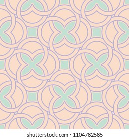 Seamless geometric beige background with blue and violet pattern. For wallpapers, textile and fabrics