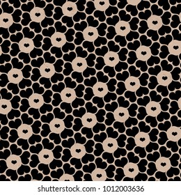 Seamless Geometric Black Hearts Brown Paper Structured Background Vector Pattern