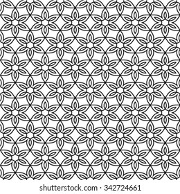 Seamless geometric black and white background, simple vector pattern.