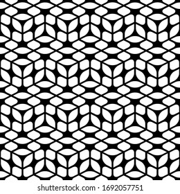 Seamless geometric black and white monochrome vector pattern. Gift wrapping paper, interior, cloth, fabric or web design.