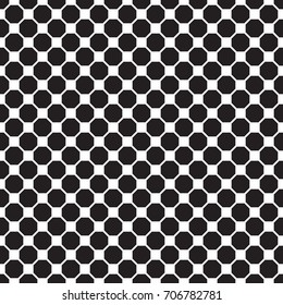 Seamless geometric black and white octagon tile pattern background.