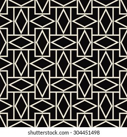 seamless geometric black and white pattern of rhombuses.