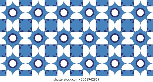 Seamless geometric blue circle abstract design background pattern
