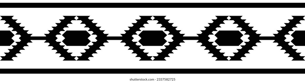 Nahtlose geometrische Grenze. Polynesisches Handgelenk-Tattoos Schwarzes Armband-Muster. Traditionelles Maori Design zum Erstellen von Vorlagen und Druckmustern.
