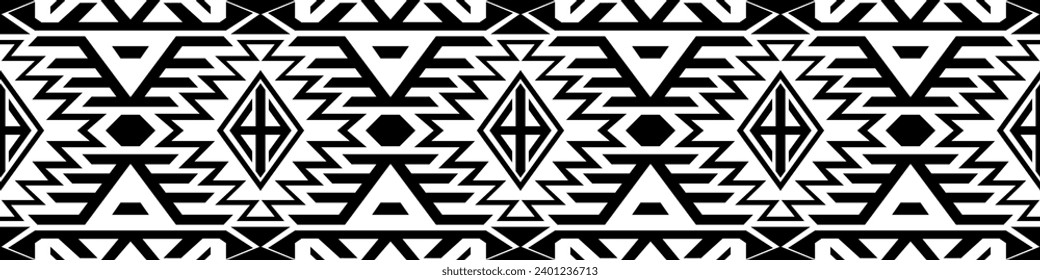 Seamless geometric border. Polynesian wrist tattoos Black bracelet pattern. Traditional Maori design for creating templates and printing patterns.