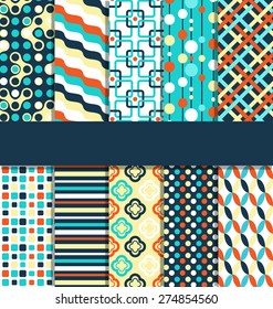 Seamless geometric bright contrast abstract patterns