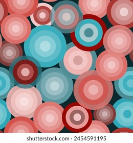 Seamless geometric bright pattern with colored circles. Vector graphics.