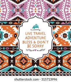 Seamless geometric bright pattern in tribal style