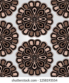 Seamless Geometric Brown Flower Pattern