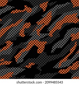 Seamless geometric camouflage pattern. Abstract modern racing camo. Print on fabric and clothing. Vector illustration
