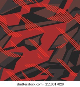 Seamless geometric camouflage pattern. Abstract camo. Racing background. Print on vinyl and decal. Print on fabric and textile. Vector illustration
