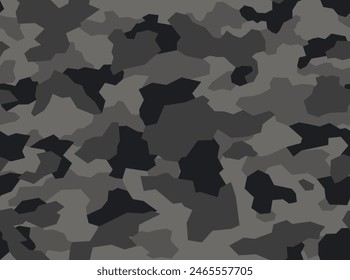 Seamless geometric camouflage pattern of gray spots. Military texture. Vinyl print and decal. Vector