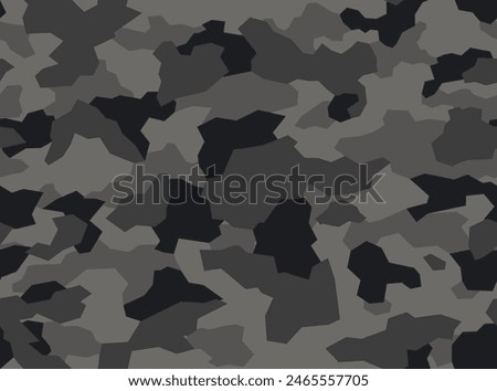 Seamless geometric camouflage pattern of gray spots. Military texture. Vinyl print and decal. Vector