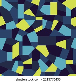 Seamless geometric camouflage pattern texture. Abstract modern polygonal endless background for fabric and fashion print. Vector illustration.