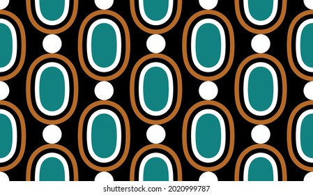 Seamless geometric chain pattern on black. Vector Illustration.