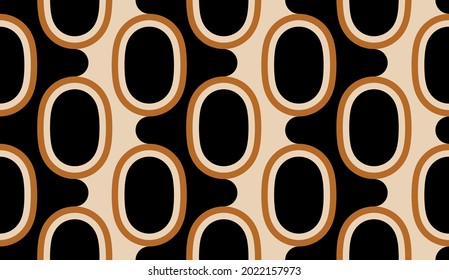 Seamless geometric chain pattern on black. Vector Illustration.