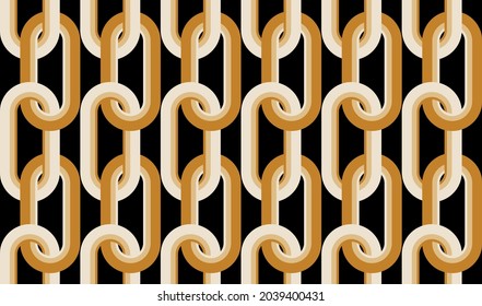 Seamless Geometric Chains Pattern on Black. Vector Illustration.
