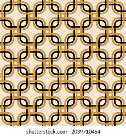 Seamless Geometric Chains Pattern on Beige. Vector Illustration.
