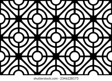 Seamless Geometric Checked Grid Black and White Pattern. Vector Art.