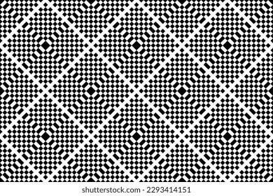 Seamless Geometric Checked Pattern. Black and White Chequered Texture. Vector Art.