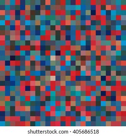 Seamless geometric checked pattern. Ideal for printing onto fabric and paper or decoration. Colorful seamless pattern. Blue, red, beige colors. 