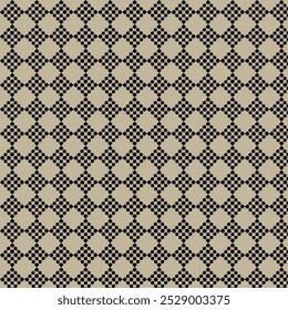 Seamless Geometric Checkered Pattern  Black and Beige Repeating Design Vector