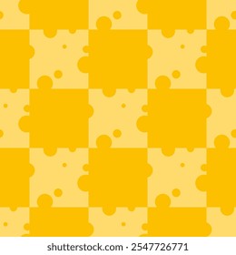 Seamless geometric cheese pattern made of yellow square cheese slices