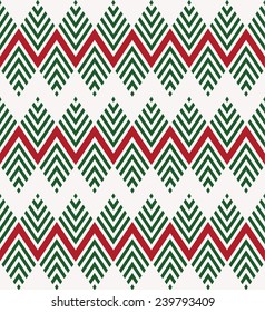 Seamless geometric chevron Christmas patterns