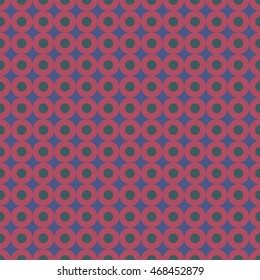 Seamless Geometric Circles Pattern Background. Abstract orange and green color circle on violet background, Vector dots background design for card, poster, print, decor, textile.