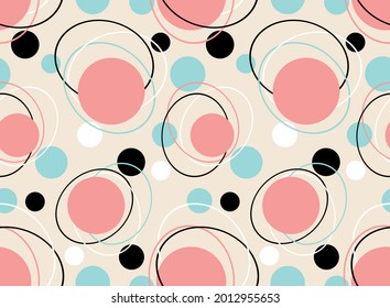 Seamless geometric circular pattern on a beige background. Vector Illustration.