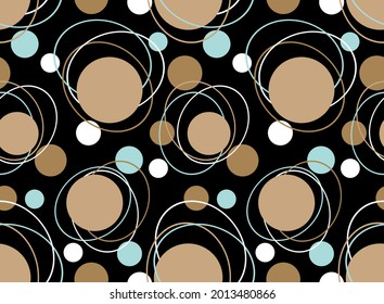 Seamless geometric circular pattern on a black background. Vector Illustration.