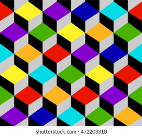 Seamless geometric colorful abstraction 3d background. Vector illustration.