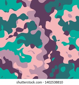 Seamless geometric colorful bright pattern.Vector design with effect spilled paint.Modern background.