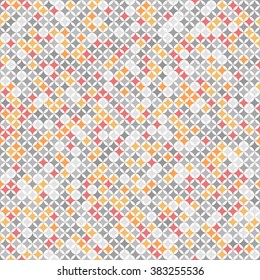 Seamless geometric colorful modern vector pattern. Fine ornament with gray, red and orange elements