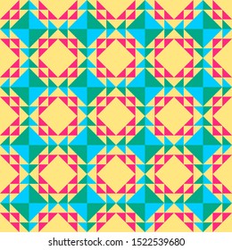 Seamless geometric colorful pattern. Abstract triangles and rhombuses background vector illustration
