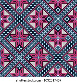 Seamless geometric colorful pattern. Knitted winter sweater texture.