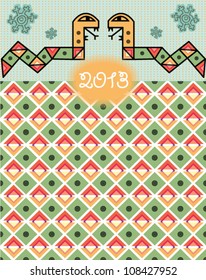 Seamless geometric colorful pattern and New Year elements. Serpent and snake skin.
