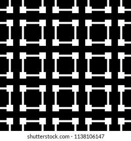 seamless geometric connection block black and white monochrome pattern,vector background