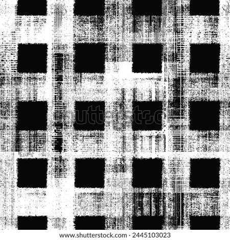 Seamless geometric cross grid pattern. French blue linen shabby chic style. Rustic kitchen woven texture background. Interior wallpaper home decor swatch. Modern gingham check textile all over print