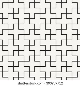 Seamless geometric crosses pattern, cross monochrome pattern vector, cross tiling