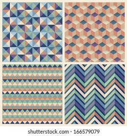 Seamless geometric cube background set. Patterns Vector