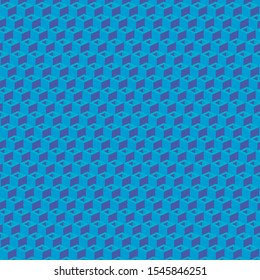 Seamless geometric cube blue pattern. Repeatimg geometric symmetric ornament. Tiled back. Repeatable design for decor, fabric, textile, wallpapers, cloth.