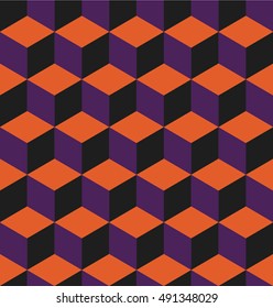 seamless geometric cube pattern background in Halloween colors