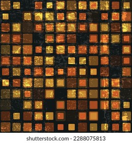 Seamless geometric dark grunge vector pattern with colorful squares